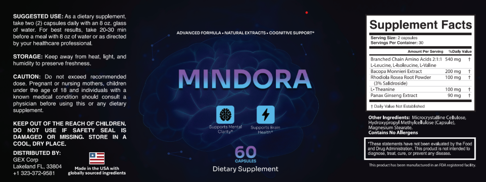 Mindora Supplement Facts